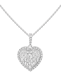 Collar Corazón Grande Diamantes Baguette en Oro Blanco 18K