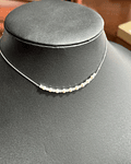 Collar Barrita Grande Diamantes y Perlas en Oro Blanco 18K
