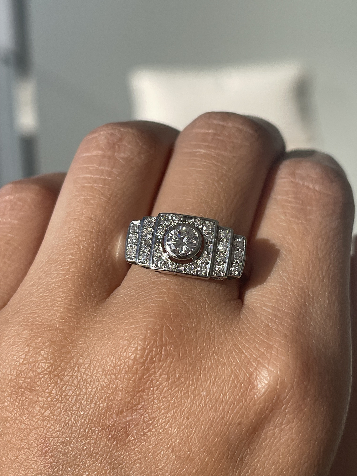 Anillo Cintillo Vintage 1 Ct Brillantes en Oro Blanco 18K 3