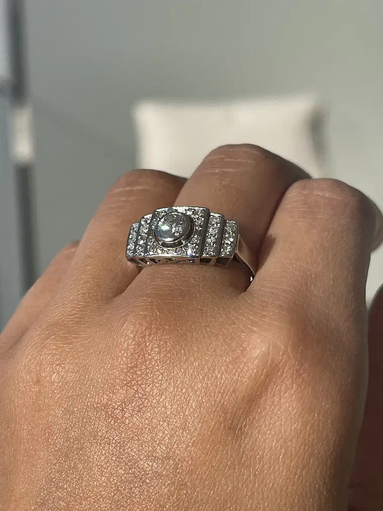 Anillo Cintillo Vintage 1 Ct Brillantes en Oro Blanco 18K 4