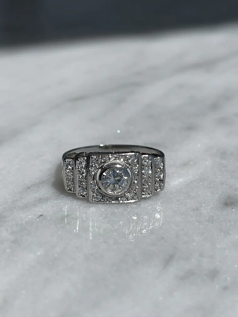 Anillo Cintillo Vintage 1 Ct Brillantes en Oro Blanco 18K 5