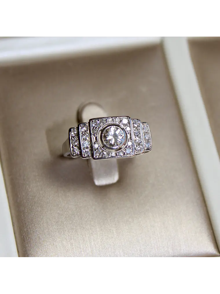 Anillo Cintillo Vintage 1 Ct Brillantes en Oro Blanco 18K 1