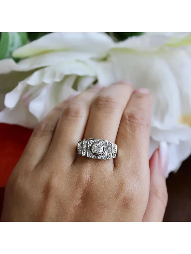 Anillo Cintillo Vintage 1 Ct Brillantes en Oro Blanco 18K 6