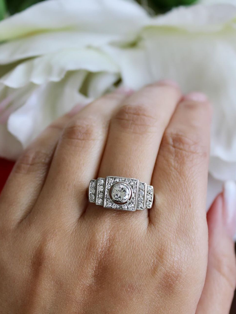 Anillo Cintillo Vintage 1 Ct Brillantes en Oro Blanco 18K 6