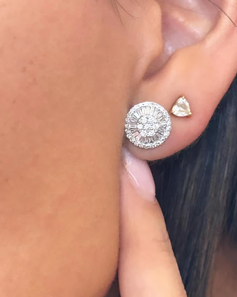 Aros Diamantes Redondos Grandes 11 mm en Blanco 18K