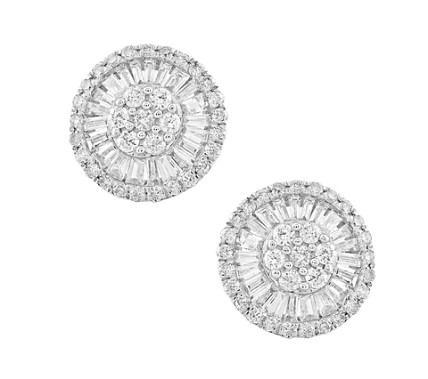 Aros Diamantes Redondos Grandes 11 mm en Amarillo 18K