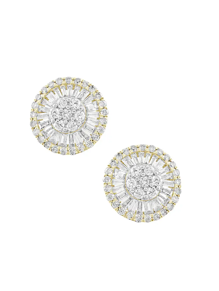 Aros Diamantes Redondos Grandes 11 mm en Amarillo 18K 1