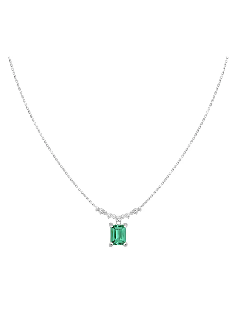 Collar Gran Esmeralda y Diamantes en Oro Blanco 18K 1