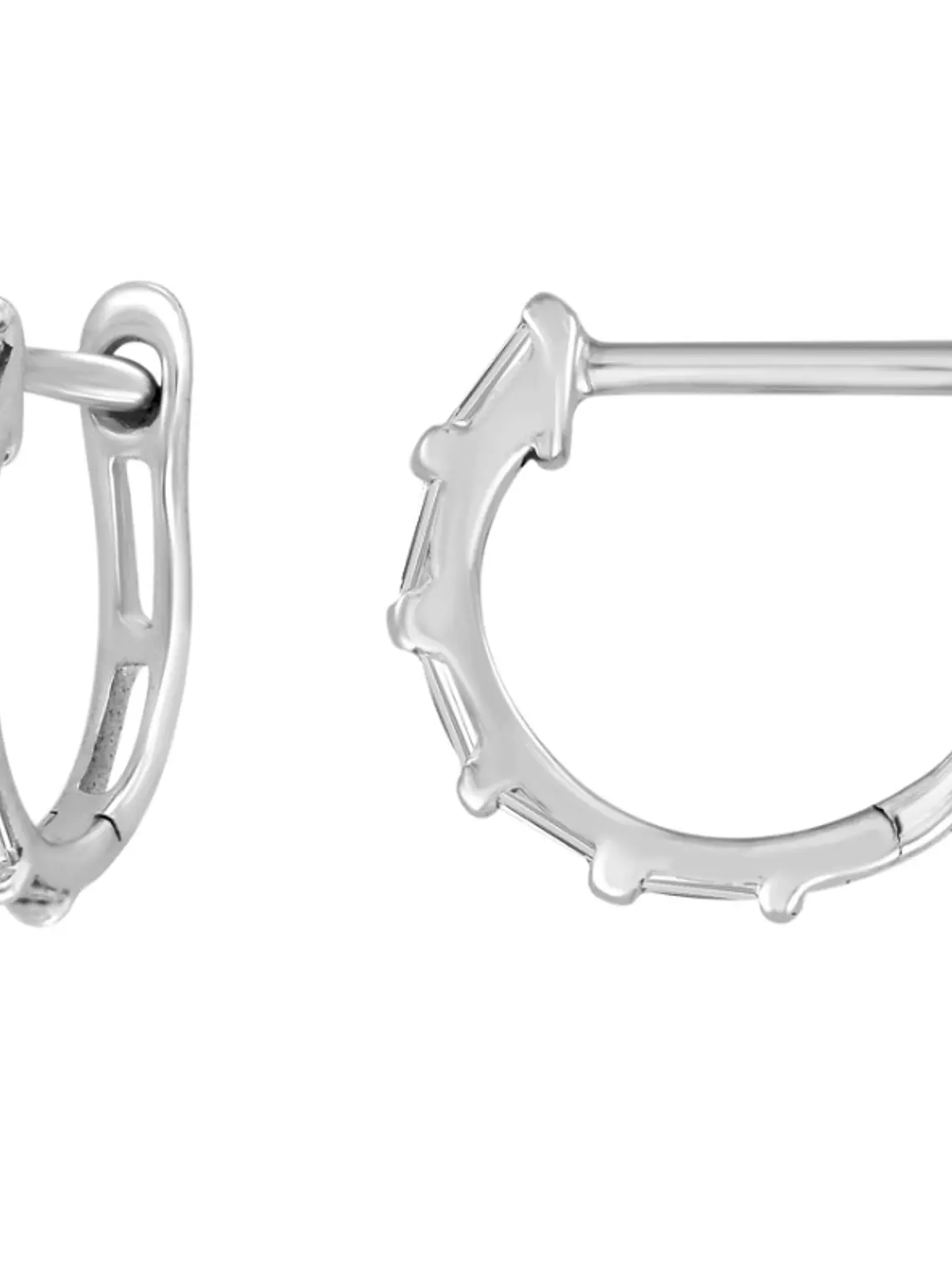 Aros Mini Argollas Diamantes Baguette Oro Blanco 18K 1