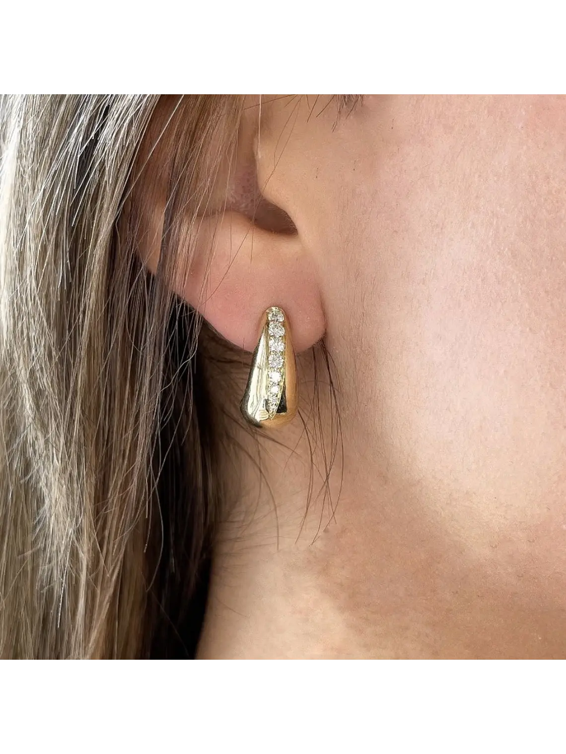 Maravillosos y Elegantes Aros Gota Bottega Diamantes Oro Blanco 18K 3