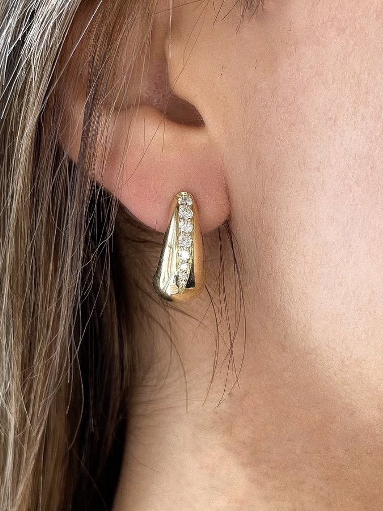 Maravillosos y Elegantes Aros Gota Bottega Diamantes Oro Blanco 18K 3