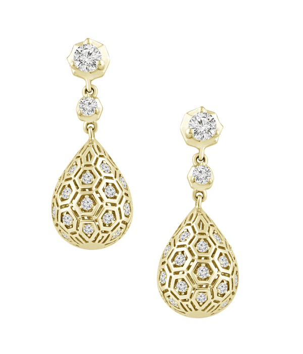 Maravillosos y Elegantes Aros Gota Colgante Diamantes Oro Amarillo 18K