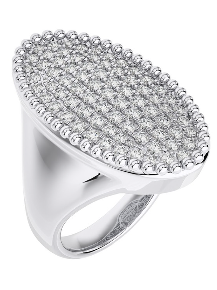 Espectacular Maxi Anillo Diamantes en Oro Blanco 18K 2