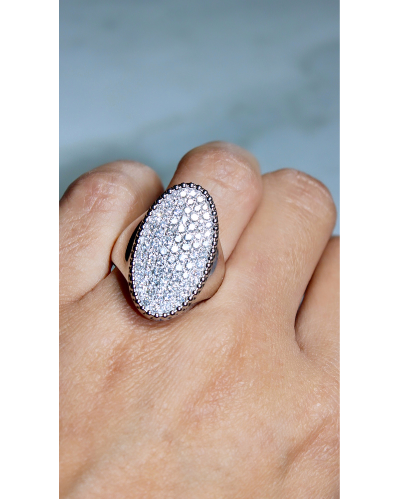 Espectacular Maxi Anillo Diamantes en Oro Blanco 18K