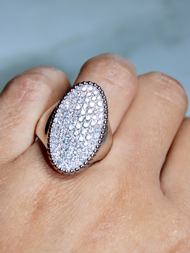 Espectacular Maxi Anillo Diamantes en Oro Blanco 18K 4