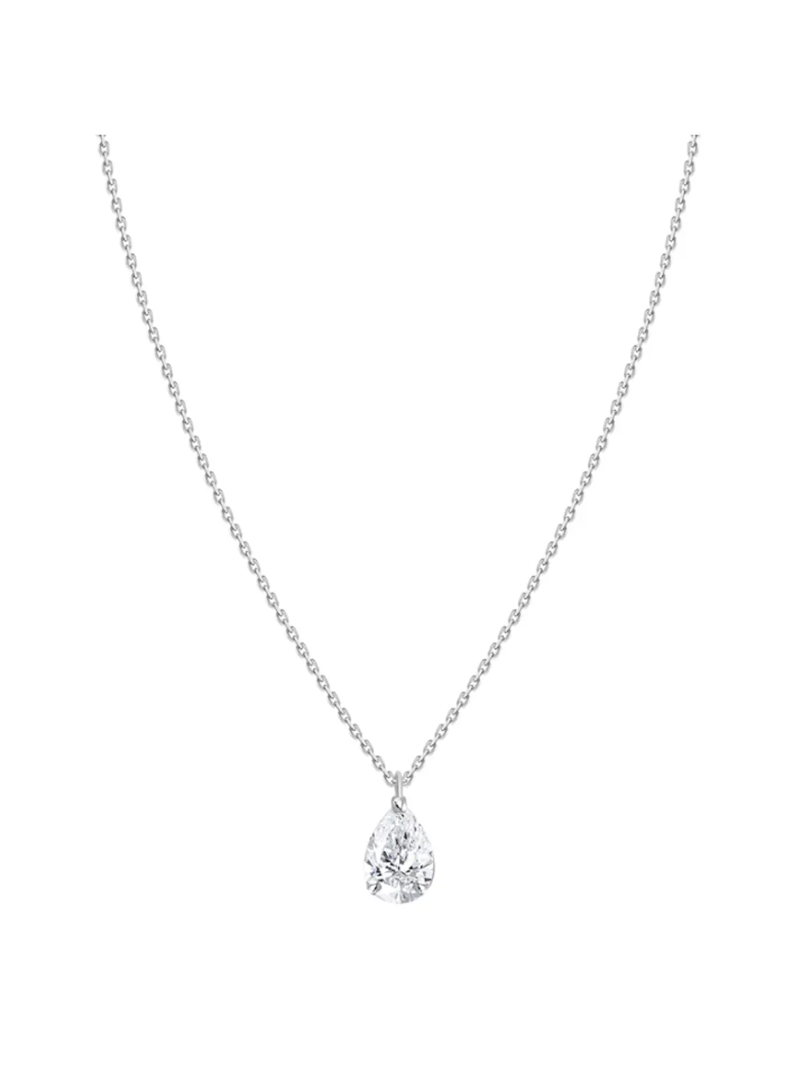 Collar Punto de Luz Diamante Corte Gota Pera Oro Blanco 18K 2