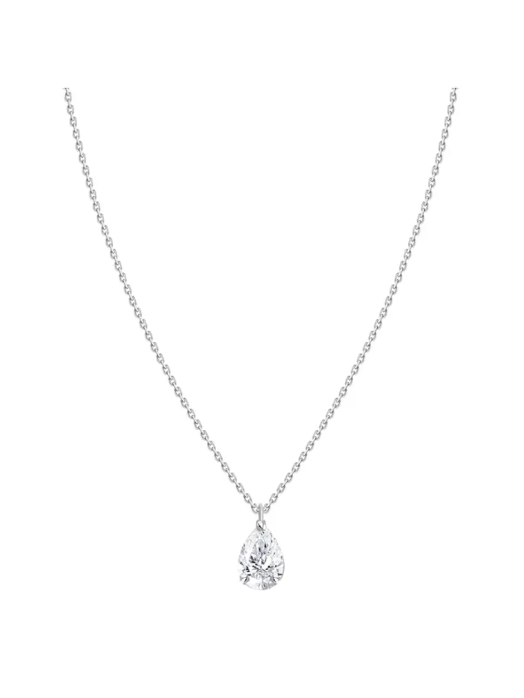 Collar Punto de Luz Diamante Corte Gota Pera Oro Blanco 18K 2