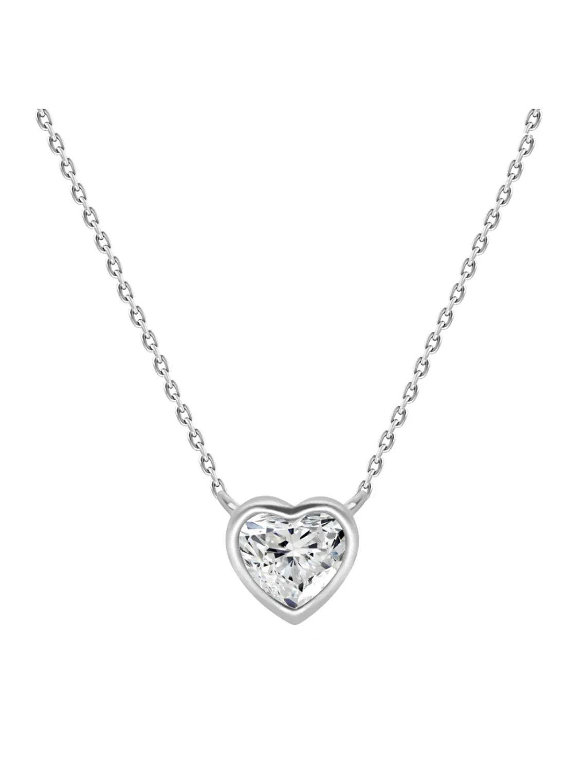 Collar Diamante Corazón en Oro Blanco 18K 1