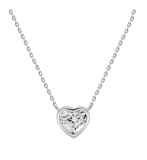 Collar Diamante Corazón en Oro Blanco 18K