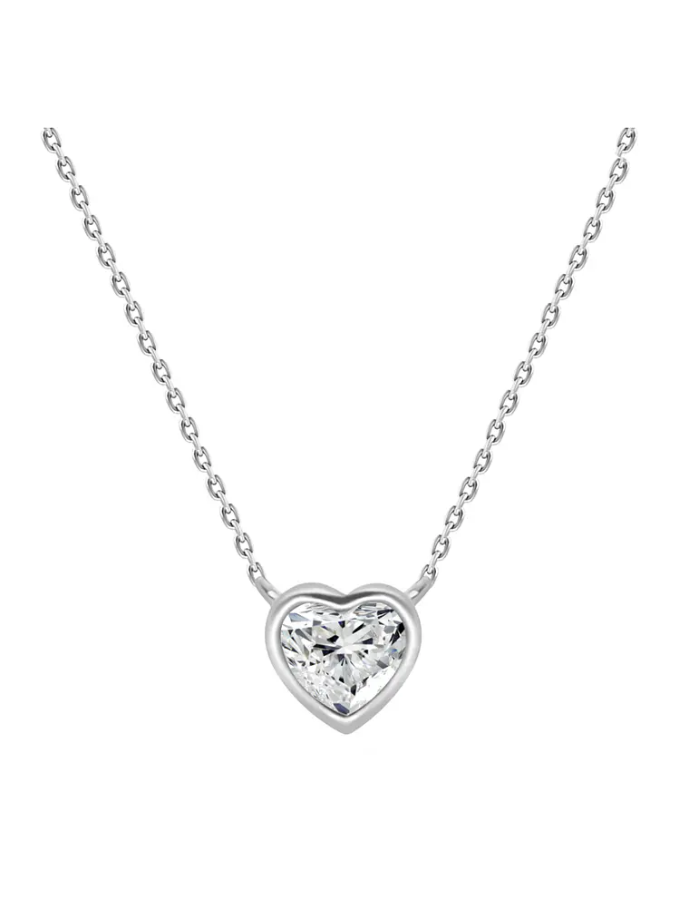 Collar Diamante Corazón en Oro Blanco 18K 1