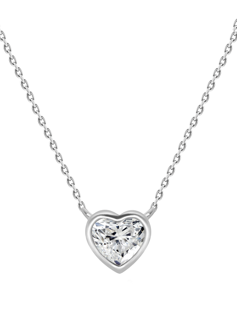 Collar Diamante Corazón en Oro Blanco 18K 1