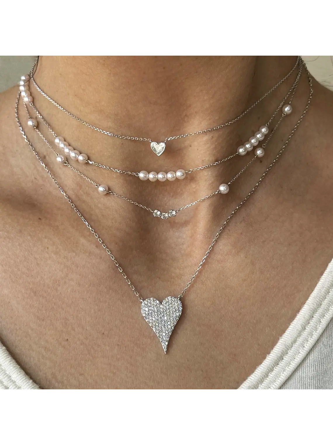 Collar Diamante Corazón en Oro Blanco 18K 2