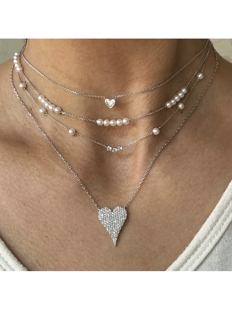 Collar Diamante Corazón en Oro Blanco 18K 2