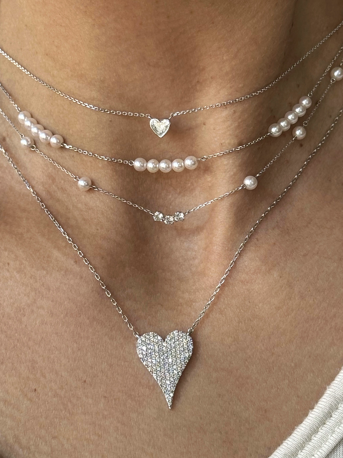 Collar Diamante Corazón en Oro Blanco 18K 2