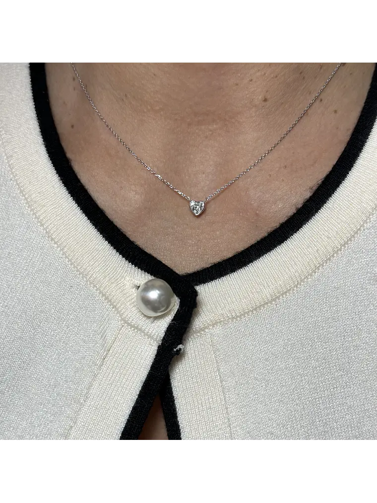 Collar Diamante Corazón en Oro Blanco 18K 3