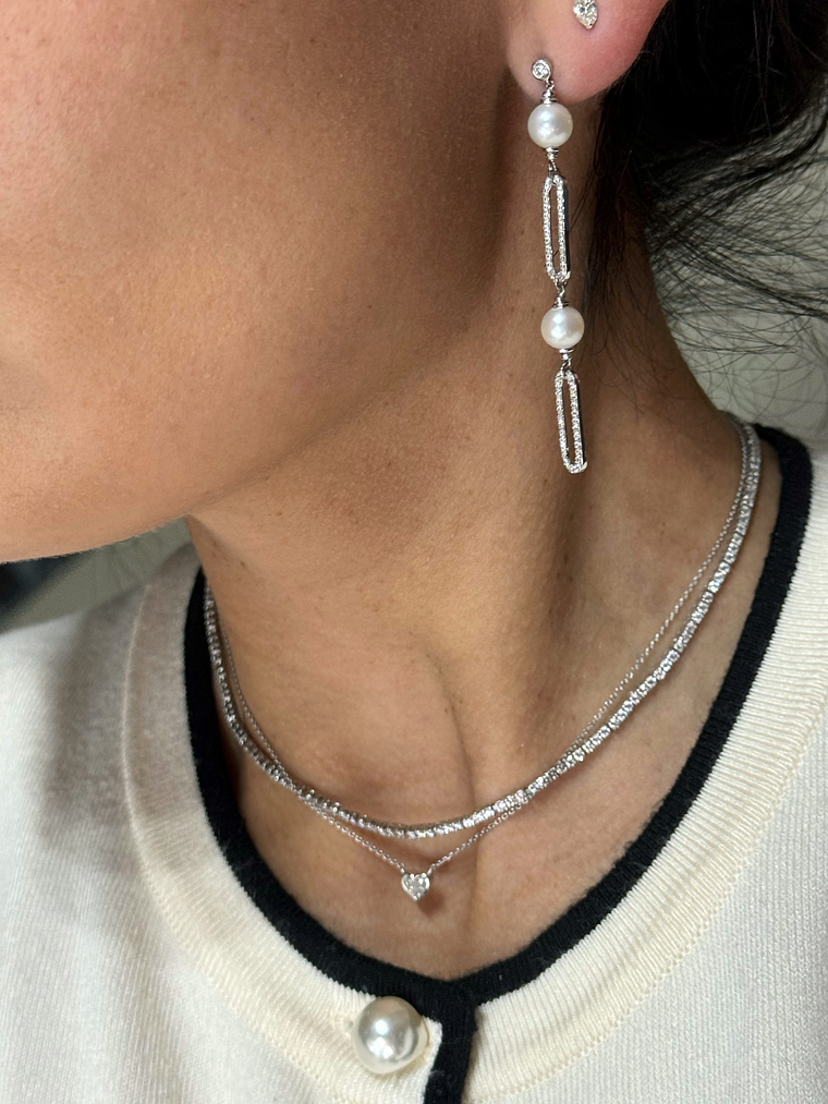 Collar Diamante Corazón en Oro Blanco 18K 4