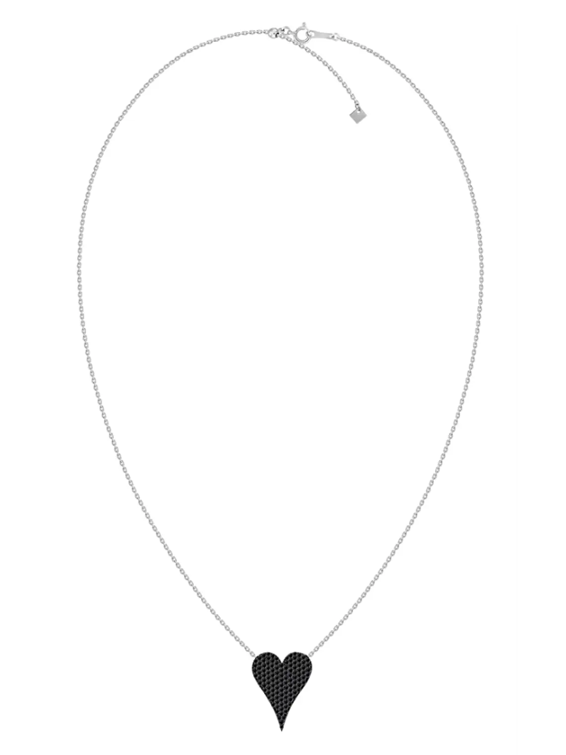 Collar Corazón Grande Diamantes Negros en Oro Blanco 18K 2