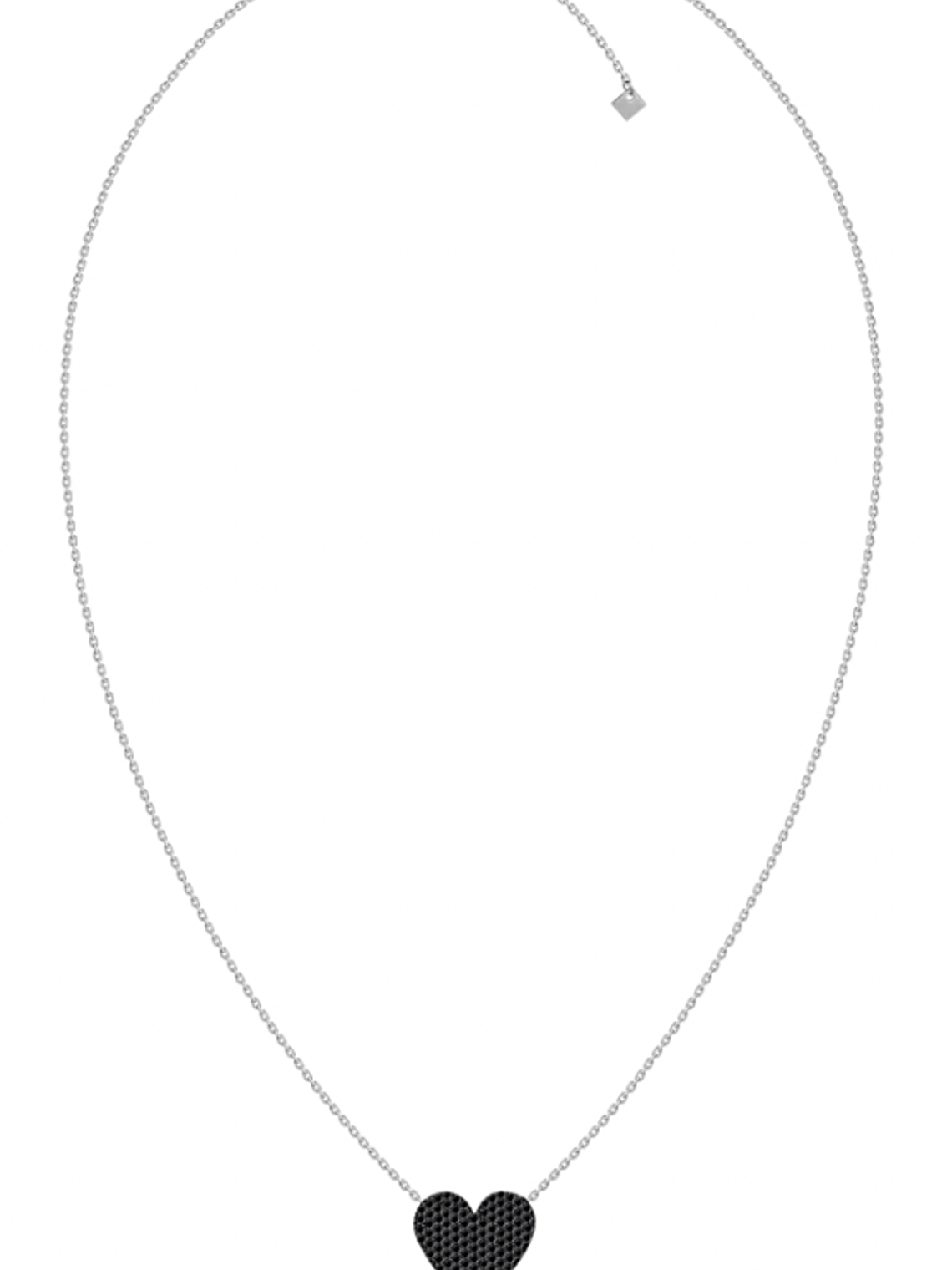 Collar Corazón Grande Diamantes Negros en Oro Blanco 18K 2