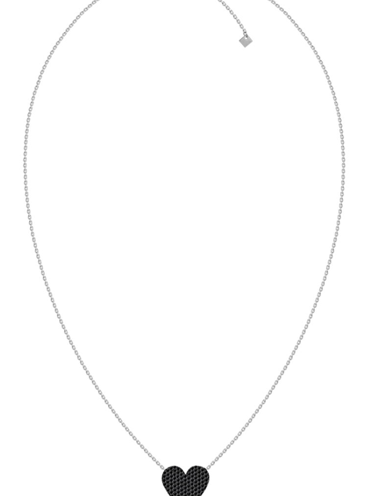 Collar Corazón Grande Diamantes Negros en Oro Blanco 18K 2
