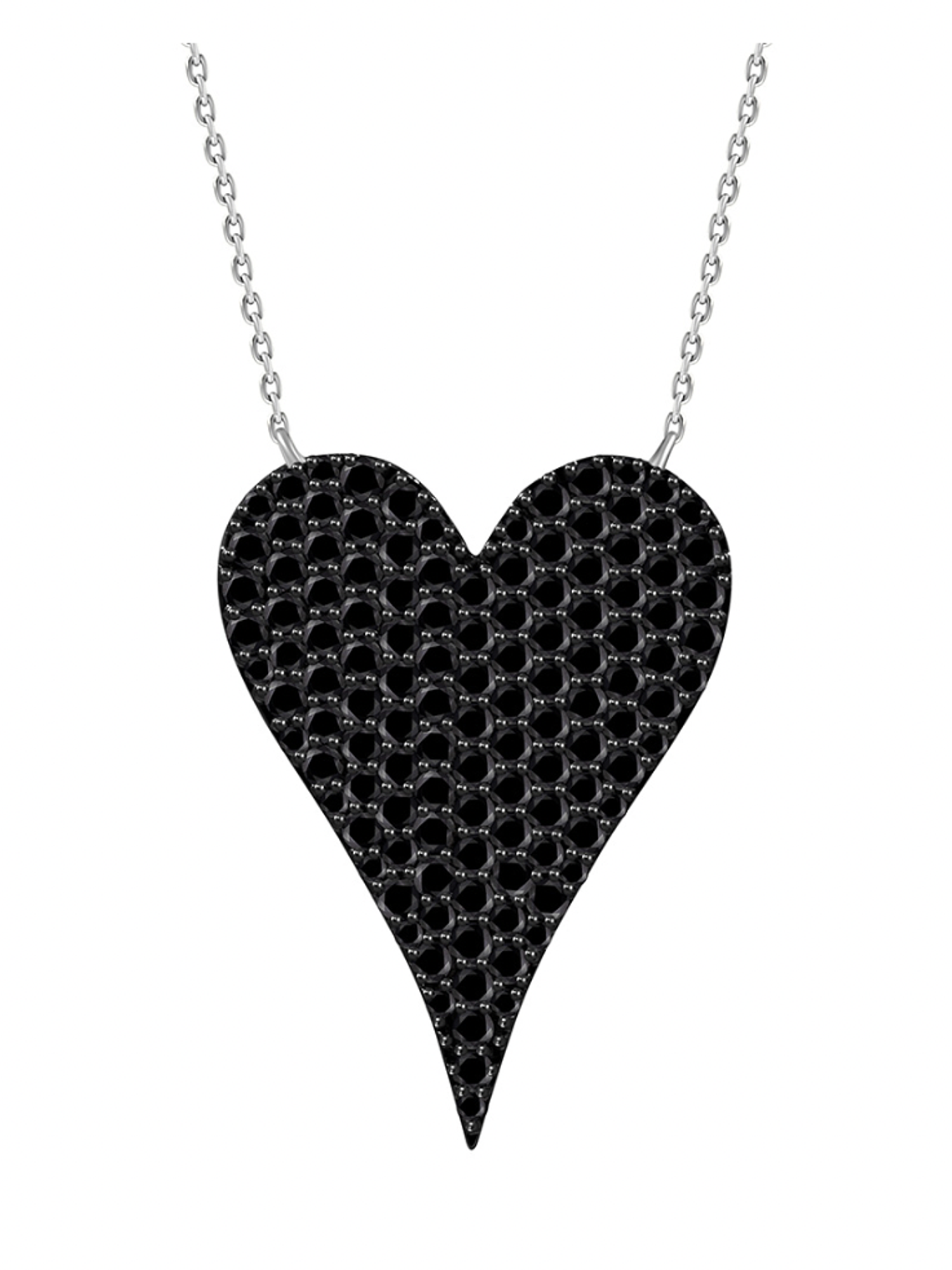 Collar Corazón Grande Diamantes Negros en Oro Blanco 18K 1
