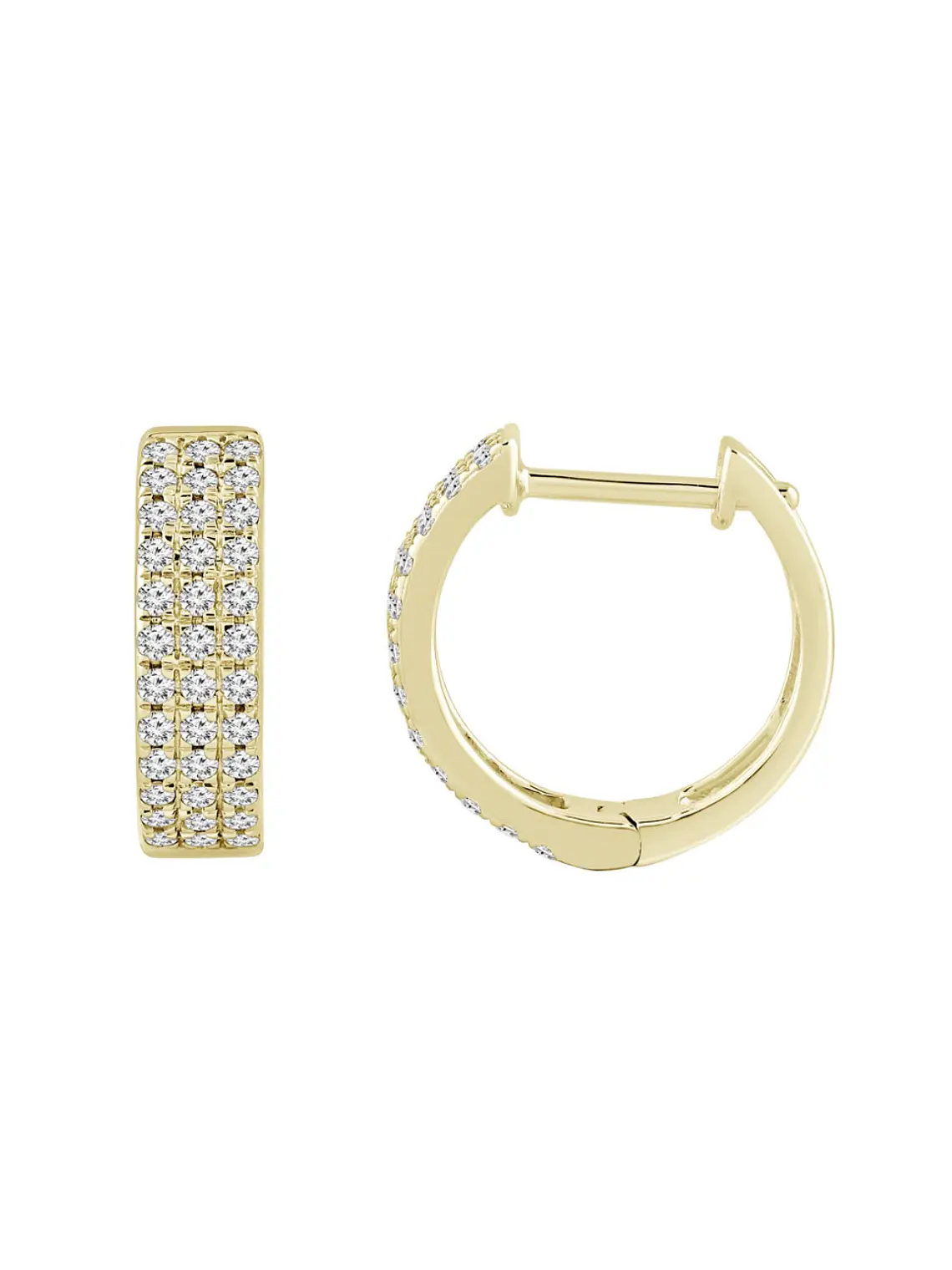 Aros Argollas Triple Diamantes Oro Amarillo 18K 1