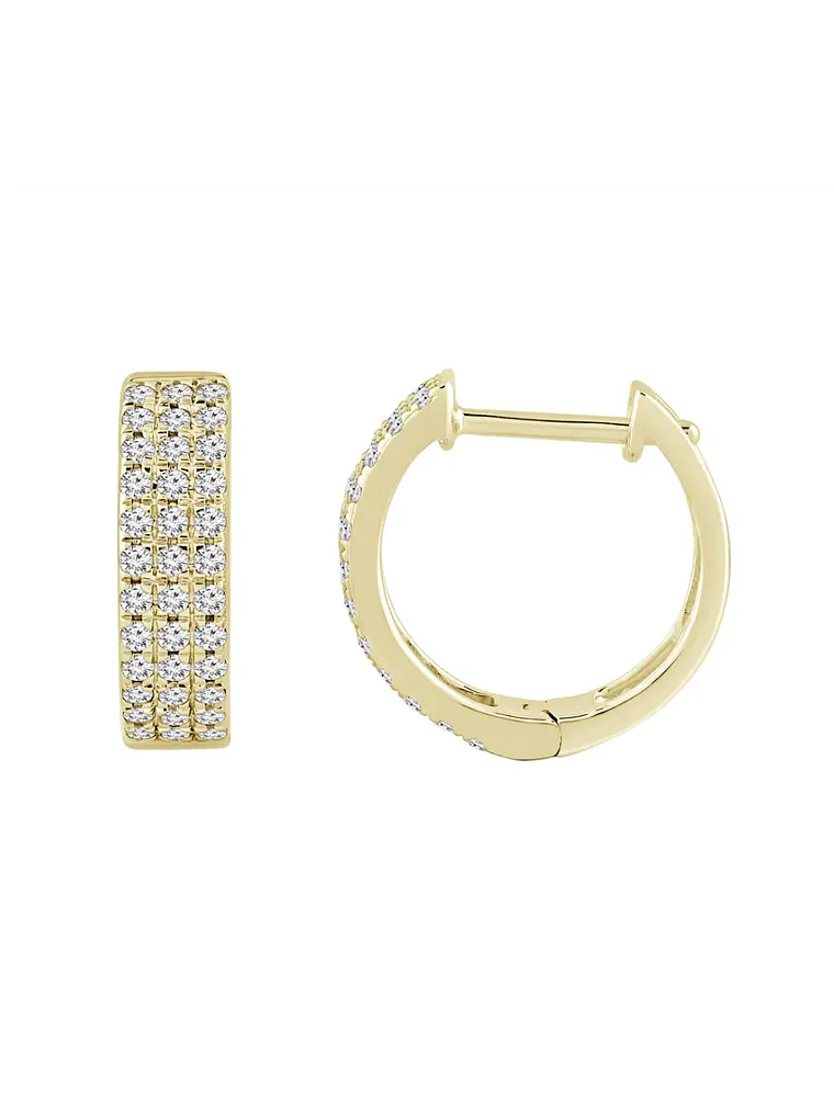 Aros Argollas Triple Diamantes Oro Amarillo 18K 1