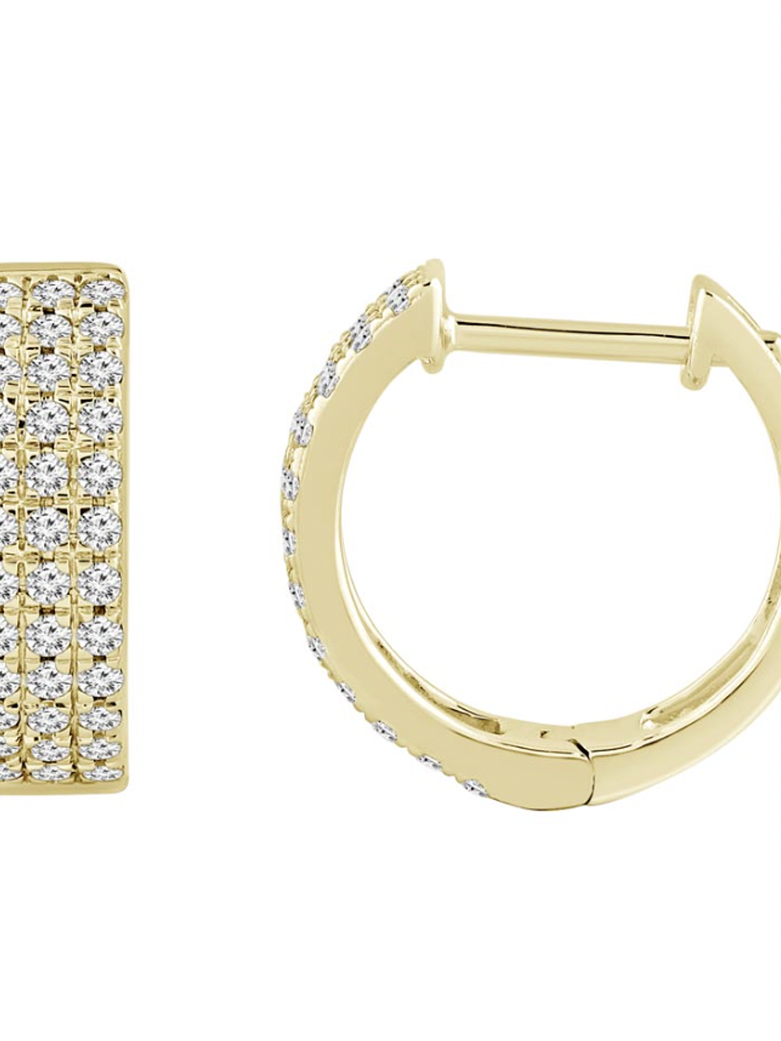 Aros Argollas Triple Diamantes Oro Amarillo 18K 1