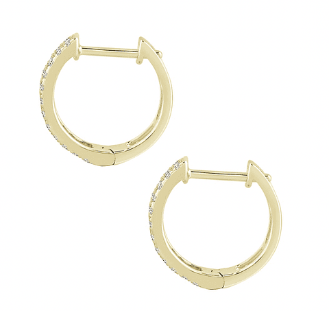 Aros Argollas Triple Diamantes Oro Amarillo 18K