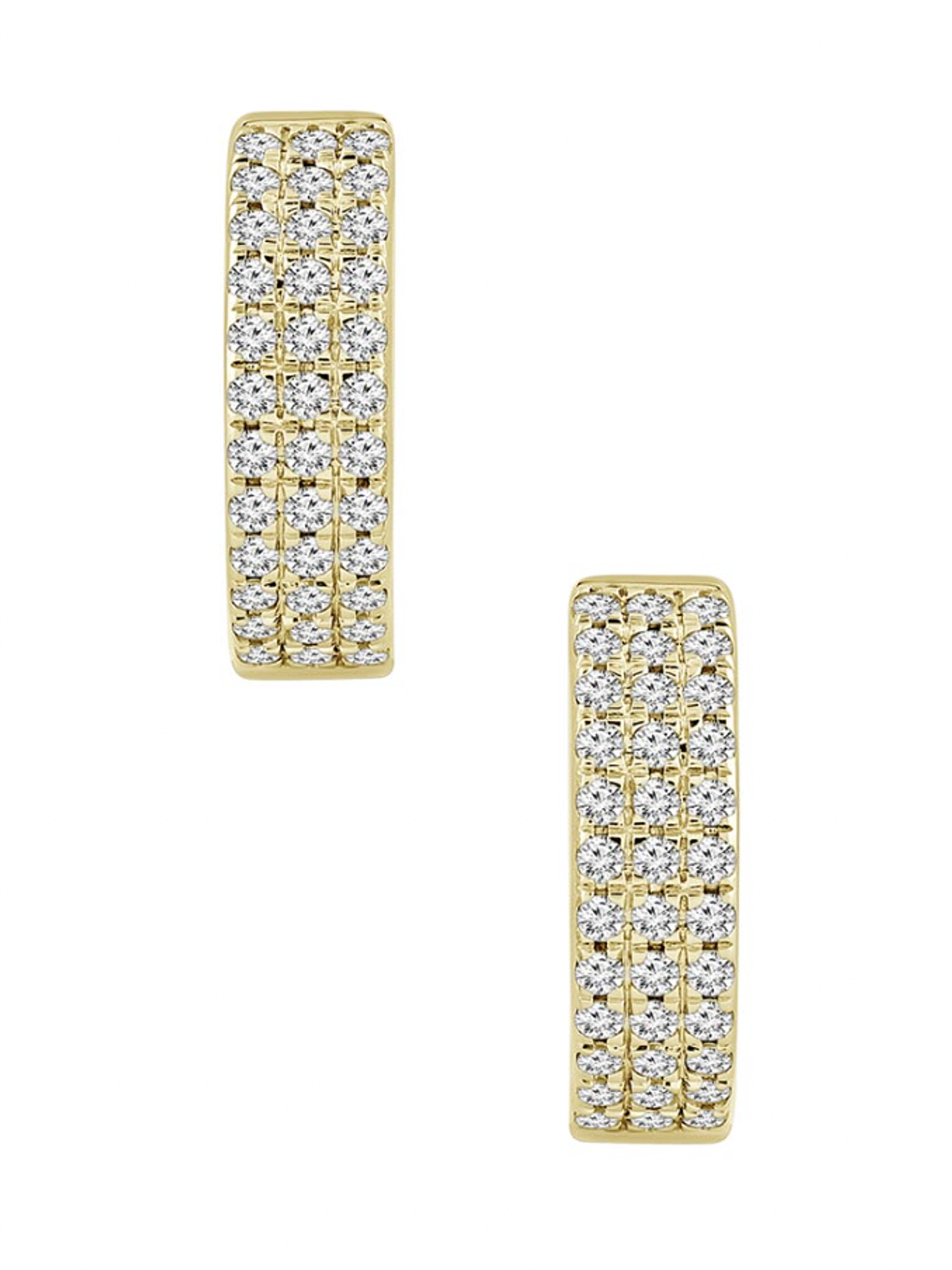 Aros Argollas Triple Diamantes Oro Amarillo 18K 3