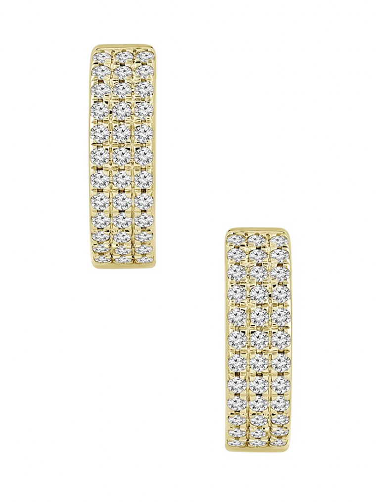 Aros Argollas Triple Diamantes Oro Amarillo 18K 3