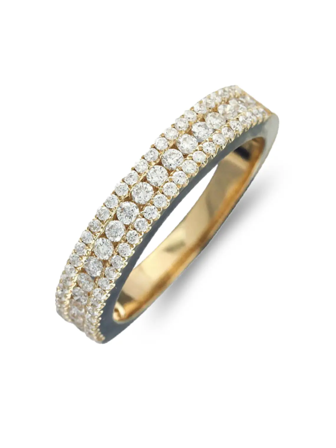 Anillo Medio Cintillo Triple Diamantes en Oro Amarillo 18k 1
