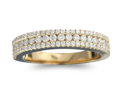 Anillo Medio Cintillo Triple Diamantes en Oro Amarillo 18k