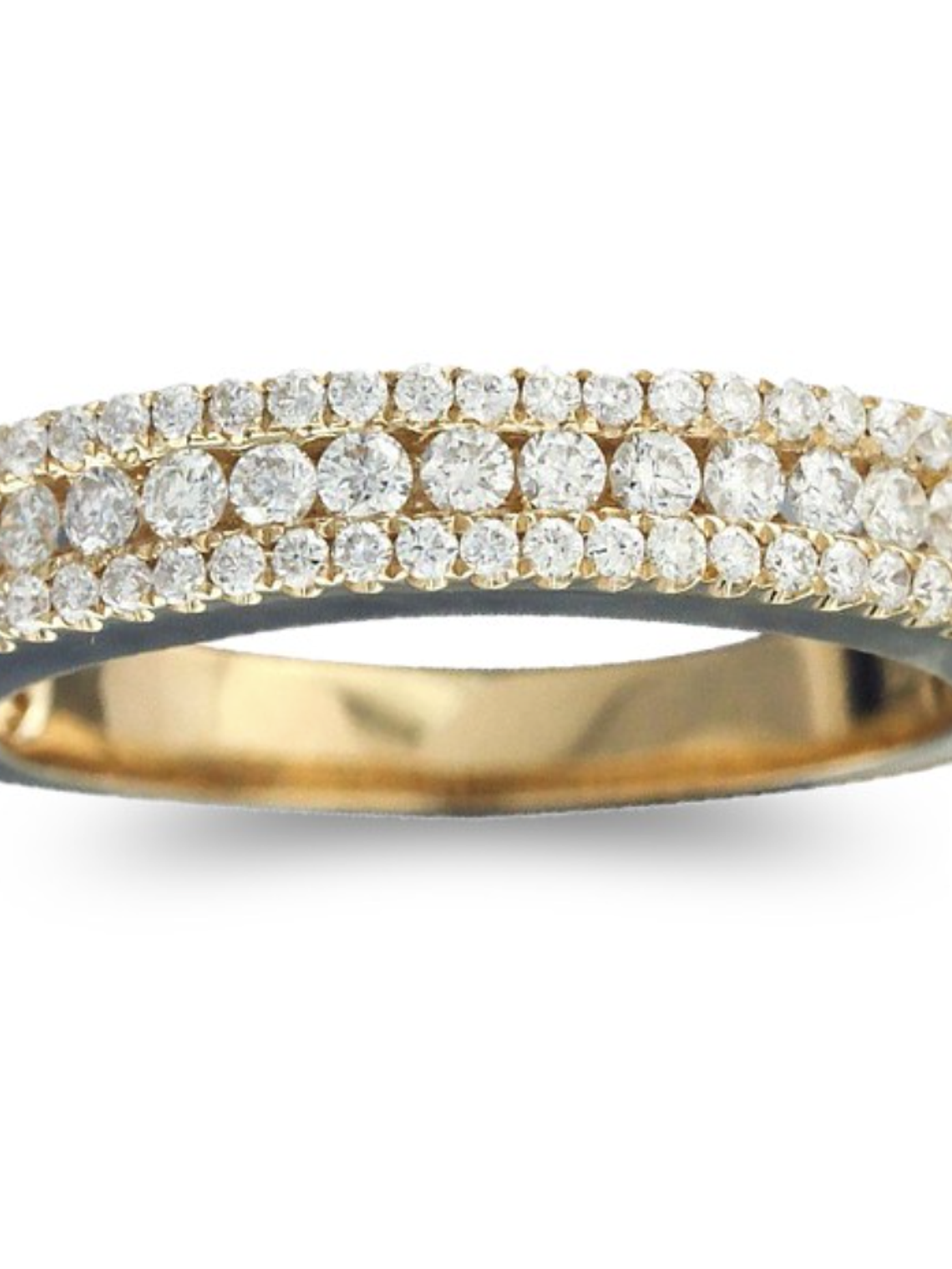 Anillo Medio Cintillo Triple Diamantes en Oro Amarillo 18k 2