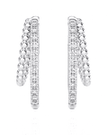 Maravillosos y Elegantes Aros Argolla Doble Diamantes Oro Blanco 18K