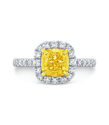 Anillo Solitario Diamante Fancy Yellow Natural 1.01 Ct Oro Blanco 18k