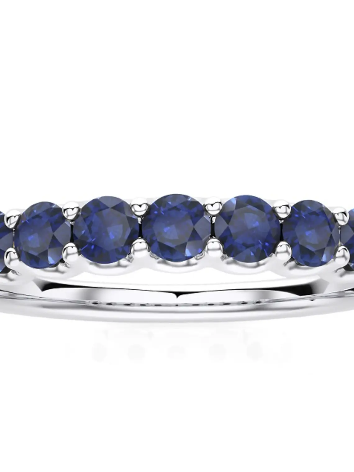 Anillo Medio Cintillo 11 Zafiros Azules en Oro Blanco 18K 1