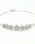 Preciosa Pulsera Flores de Diamantes y Oro Blanco 18K