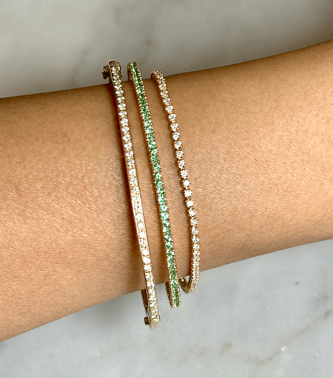 Bellísima Esclava Flexible de Esmeraldas en Oro Amarillo 18K 