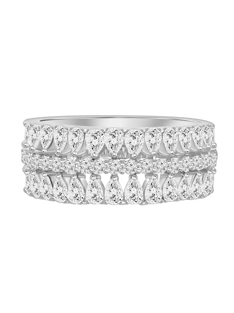 Anillo Medio Cintillo Ancho Diamantes en Oro Blanco 18K 1