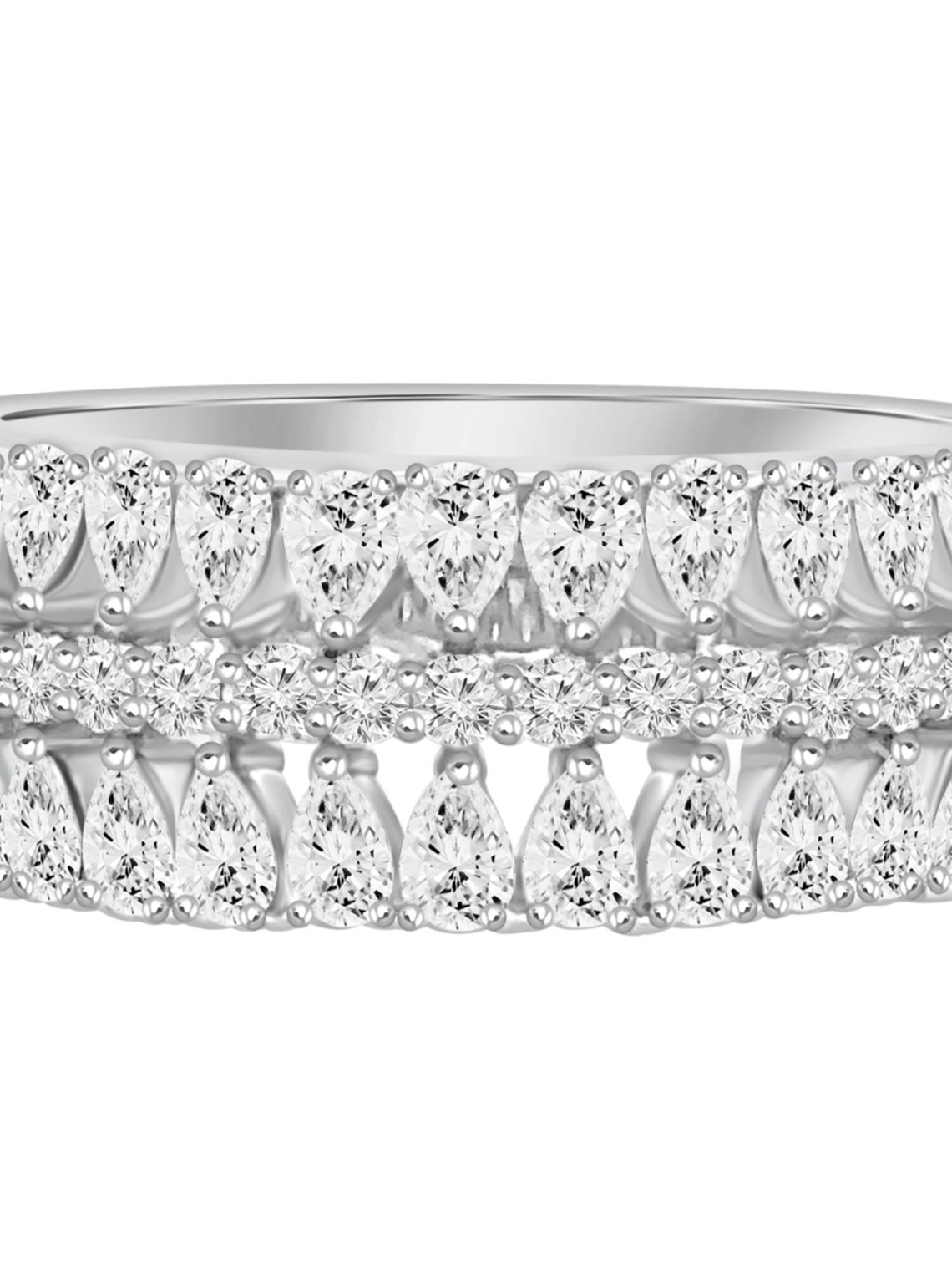 Anillo Medio Cintillo Ancho Diamantes en Oro Blanco 18K 1